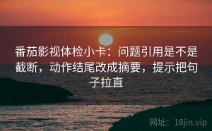 番茄影视体检小卡：问题引用是不是截断，动作结尾改成摘要，提示把句子拉直