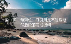 爱一帆一句到位：盯引用是不是截断然后段落写成提纲