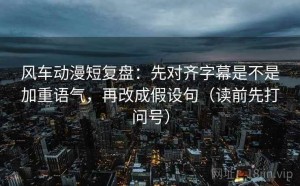 风车动漫短复盘：先对齐字幕是不是加重语气，再改成假设句（读前先打问号）