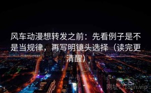 风车动漫想转发之前：先看例子是不是当规律，再写明镜头选择（读完更清醒）